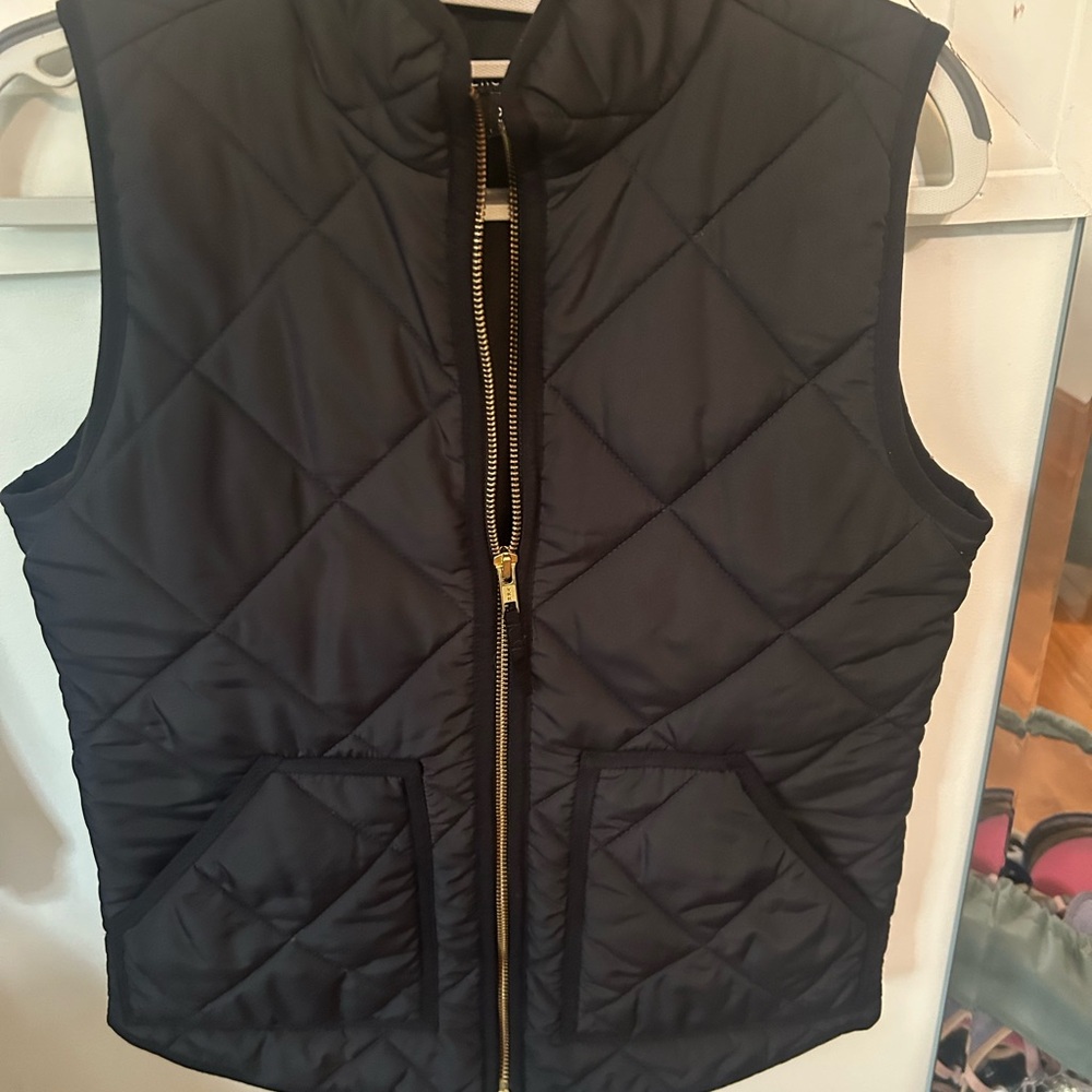 J crew Black  Quilted Vest with Gold Zipper